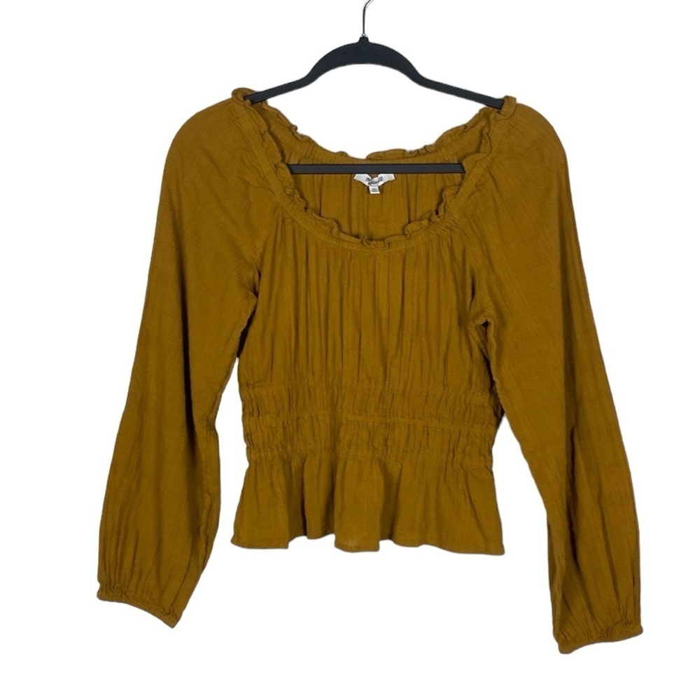 Madewell mustard yellow long sleeve blouse